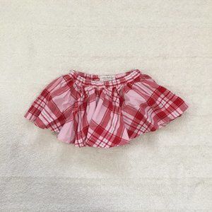 Little People Rocx red, pink plaid gathered skirt with attached bloomers